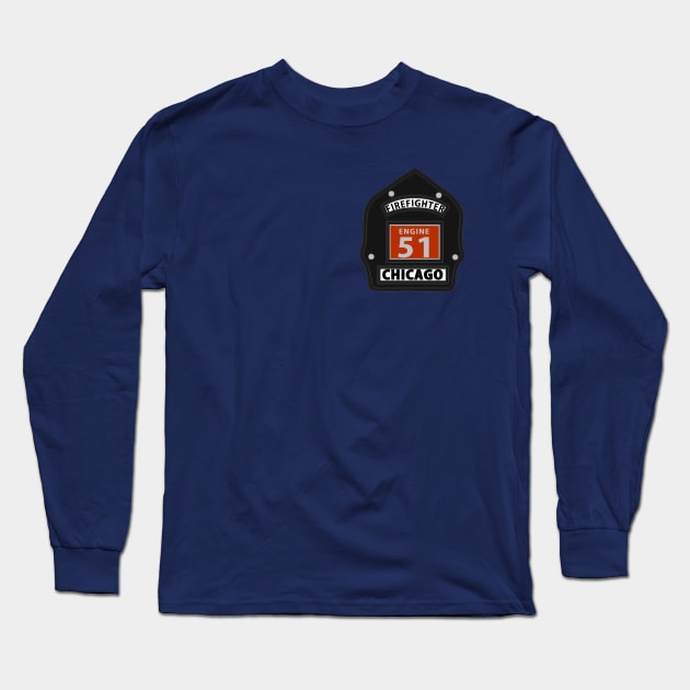 Chicago Fire Engine 51 Helmet Shield Long Sleeve T-Shirt by grfxdude